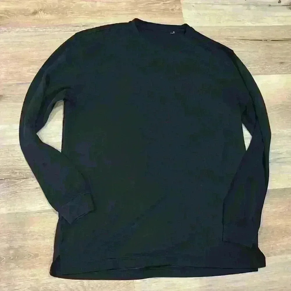 Bugatchi Uomo Textured Black Blank Men's Long Sleeve Tshirt